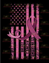 DTF Screen Print Image - Breast Cancer Awareness Flag & Ribbon